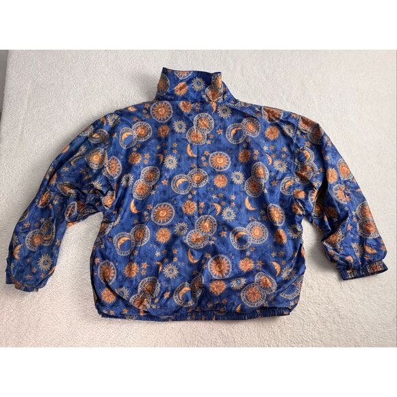 Vintage Blue Windbreaker Zodiac Print Womens Size XL - Picture 8 of 11